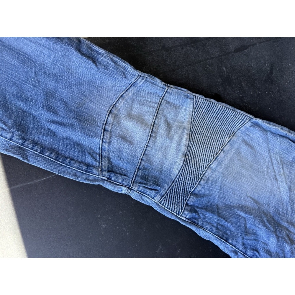 Express Rocco Slim Leg Jeans 36x34 Moto Biker Denim Blue Stretch Mens - Picture 3 of 7